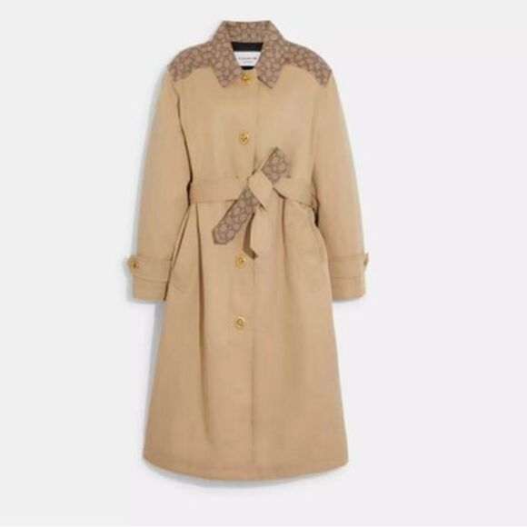 Coach Signature Turnlock Trench Khaki M NWT - Picture 1 of 8